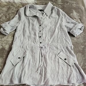 Gray Button-Up Women's Top
